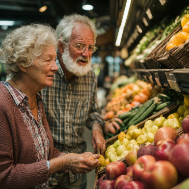 Літня жінка готує здорову їжу